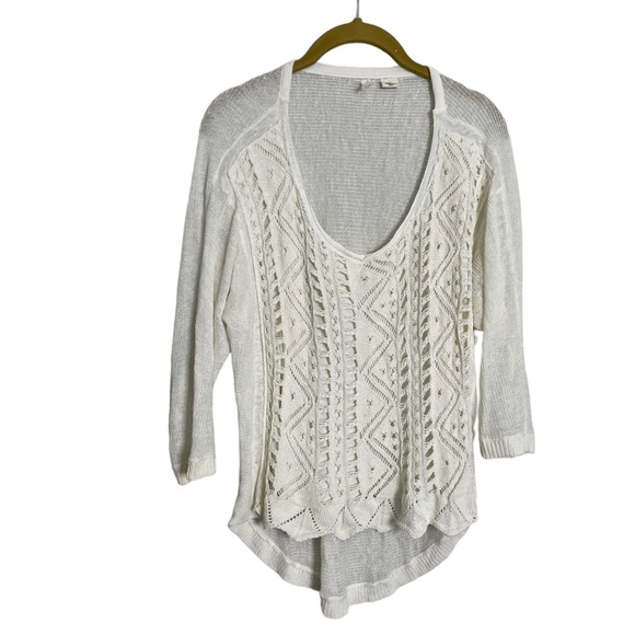 Anthropologie Tops - Anthropologie Moth White Lace Front Top Medium